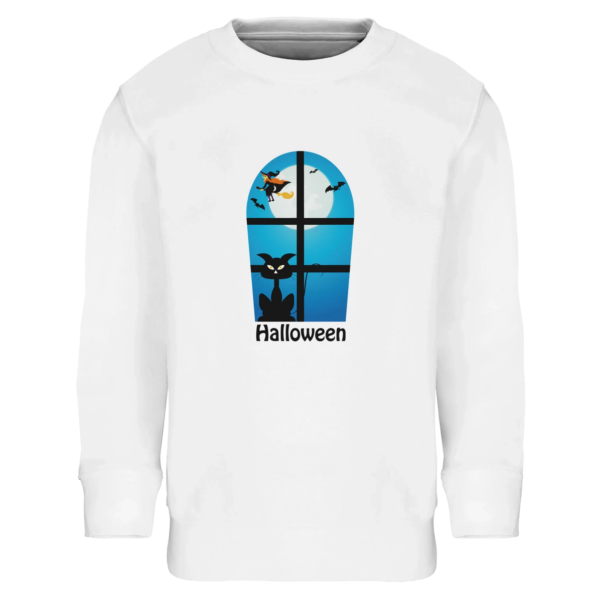 Kids Halloween Window Print Sweatshirt – Soft Cotton Blend Jumper