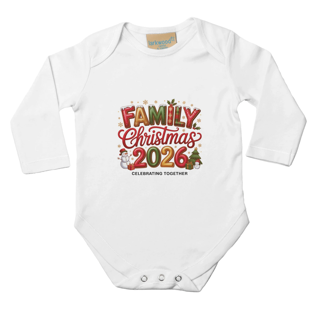 Family Christmas 2026 Baby Long Sleeve Bodysuit – Soft Cotton Onesie