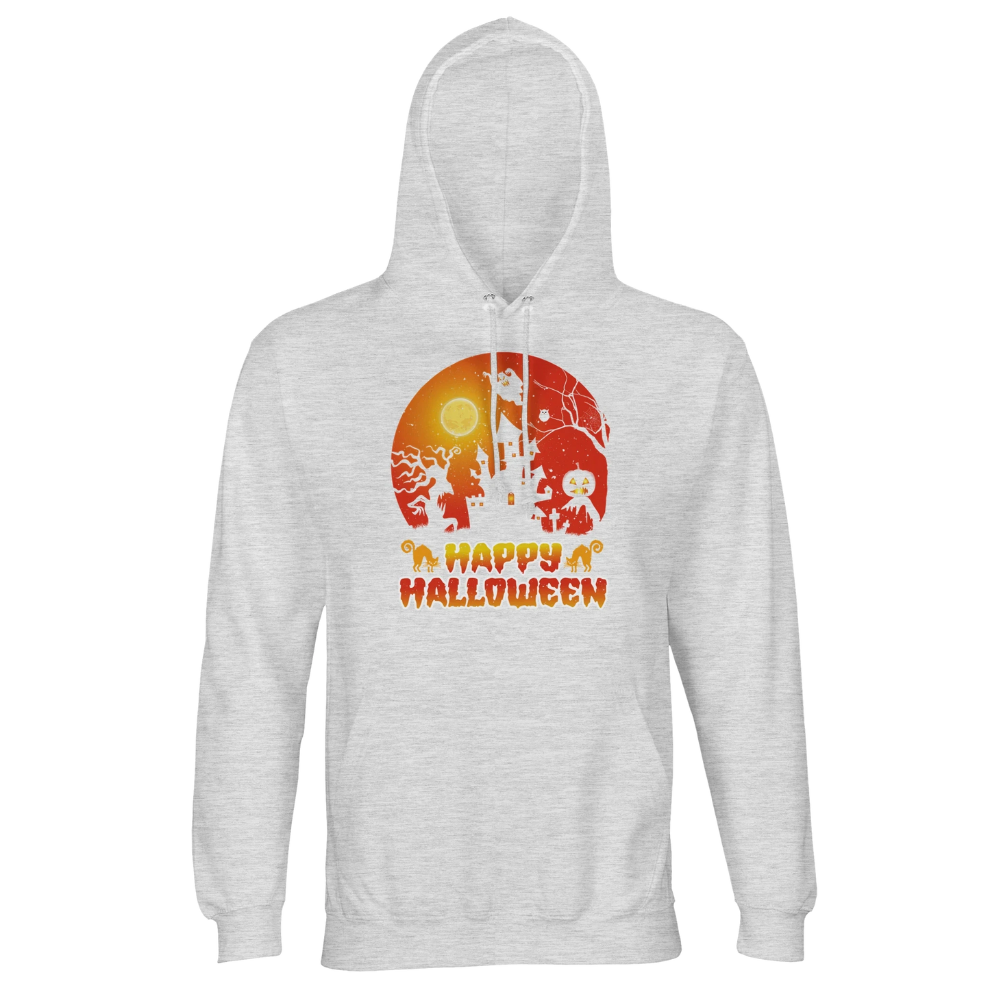 Happy Halloween Sunset Hoodie – Eco-Friendly Unisex Hooded Sweatshirt