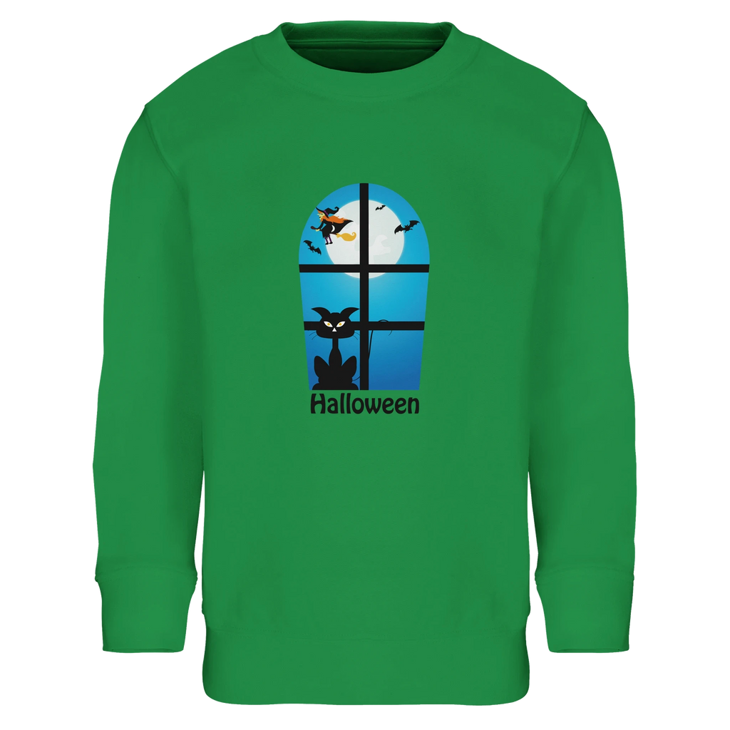 Kids Halloween Window Print Sweatshirt – Soft Cotton Blend Jumper