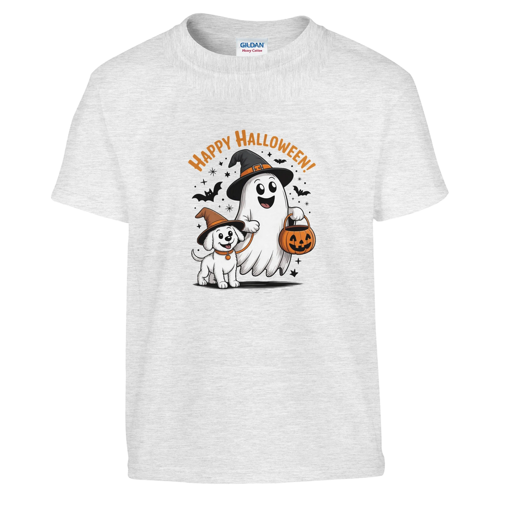 Kids Happy Halloween Spooky Dog T-Shirt - Comfortable Cotton Graphic Tee