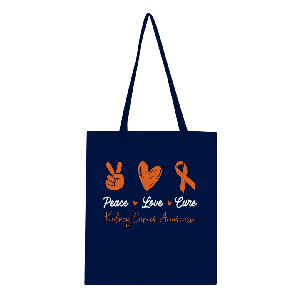 Peace Love Cure Kidney Cancer Awareness Tote Bag – Eco-Friendly 100% Cotton