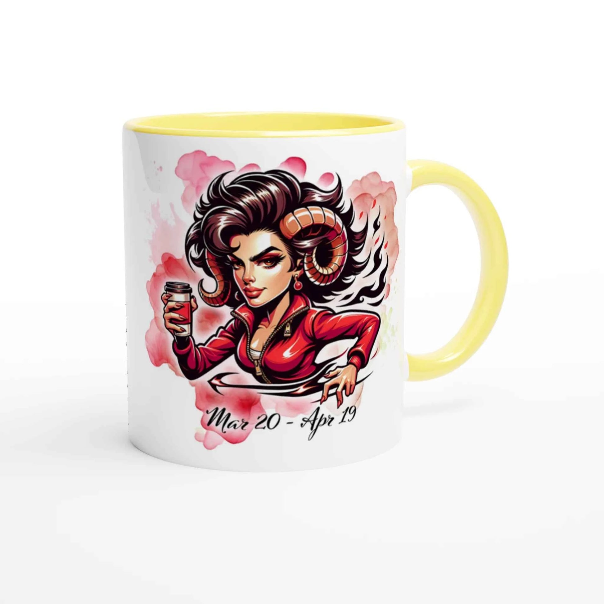 Zodiac Star Sign Ceramic Mug – Custom Coloured Rim and Handle