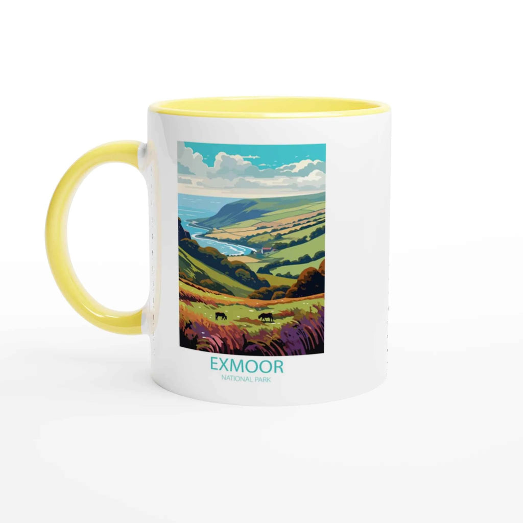 Vintage City Poster Ceramic Mug – 11oz Travel-Themed Coffee Cup with Colourful Rim