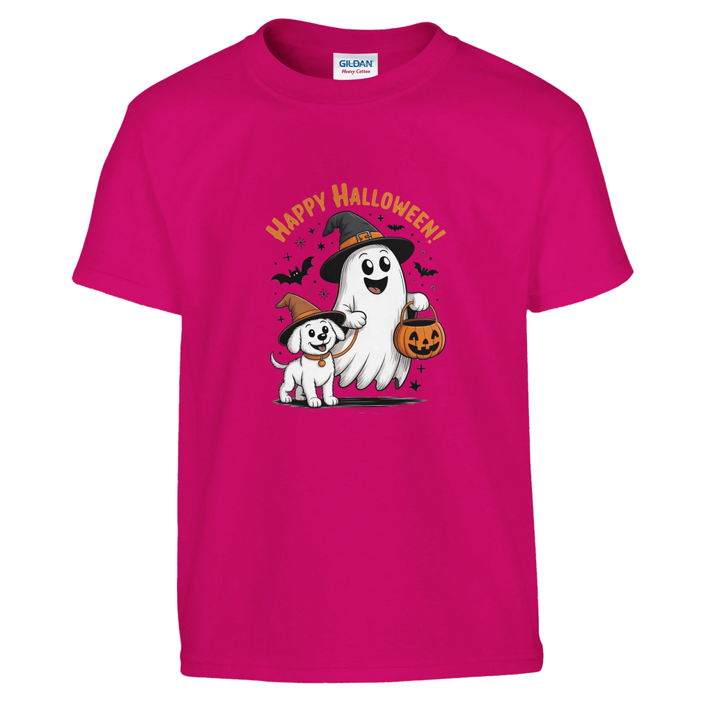 Kids Happy Halloween Spooky Dog T-Shirt - Comfortable Cotton Graphic Tee