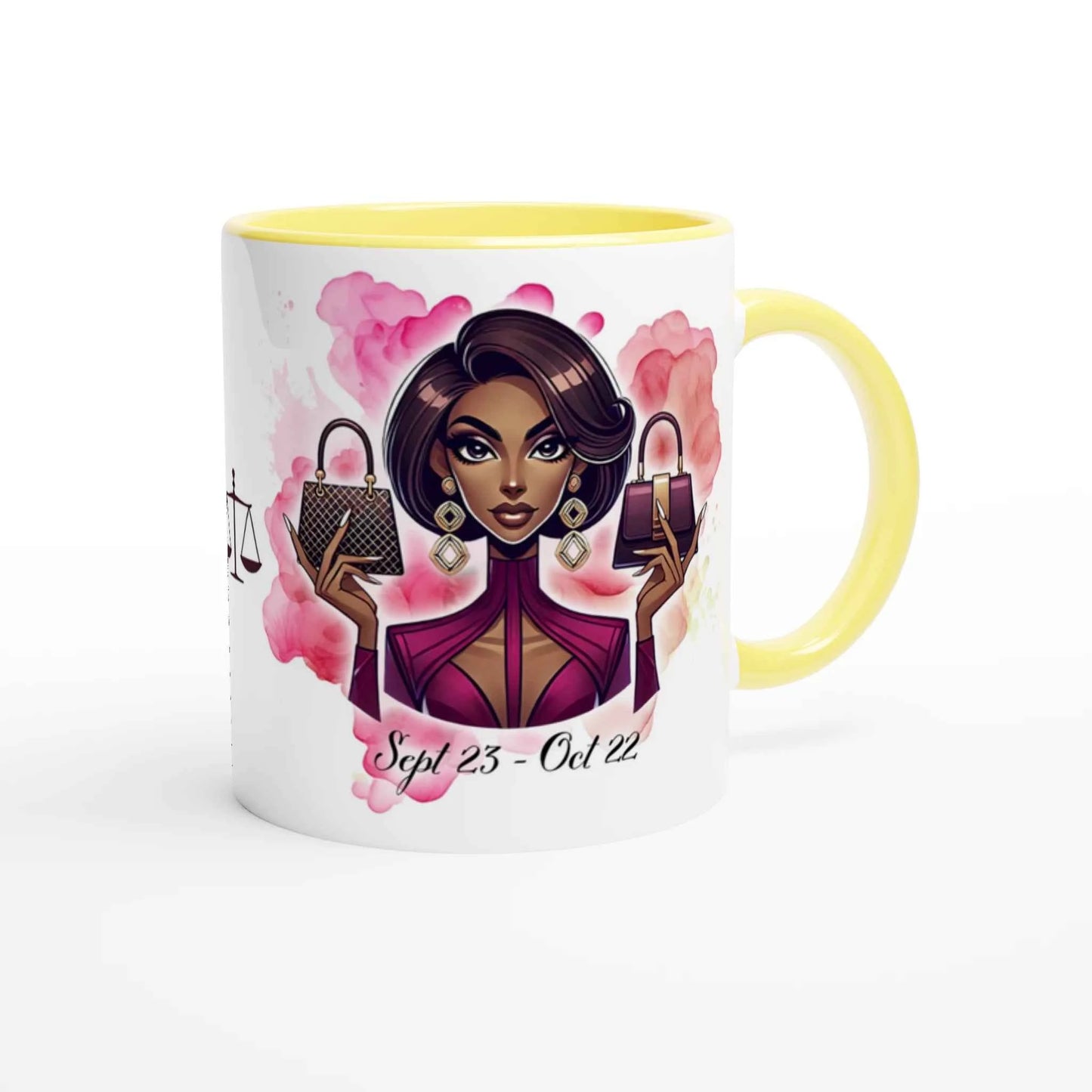 Zodiac Star Sign Ceramic Mug – Custom Coloured Rim and Handle