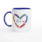 She Is Heart Affirmation Ceramic Mug – 11oz Glossy Two-Tone Design