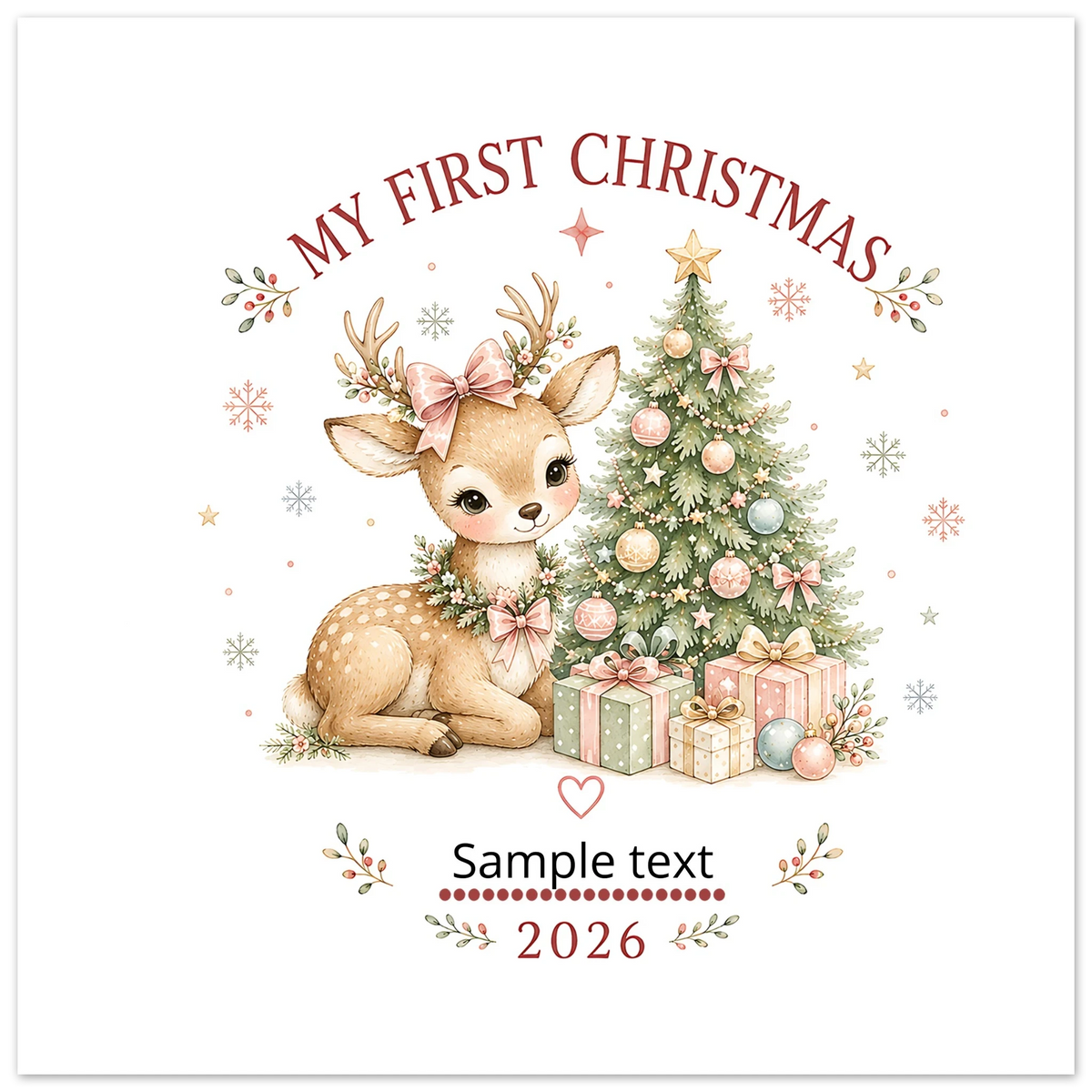 My First Christmas Personalised Reindeer Glass Ornament - Keepsake Decoration
