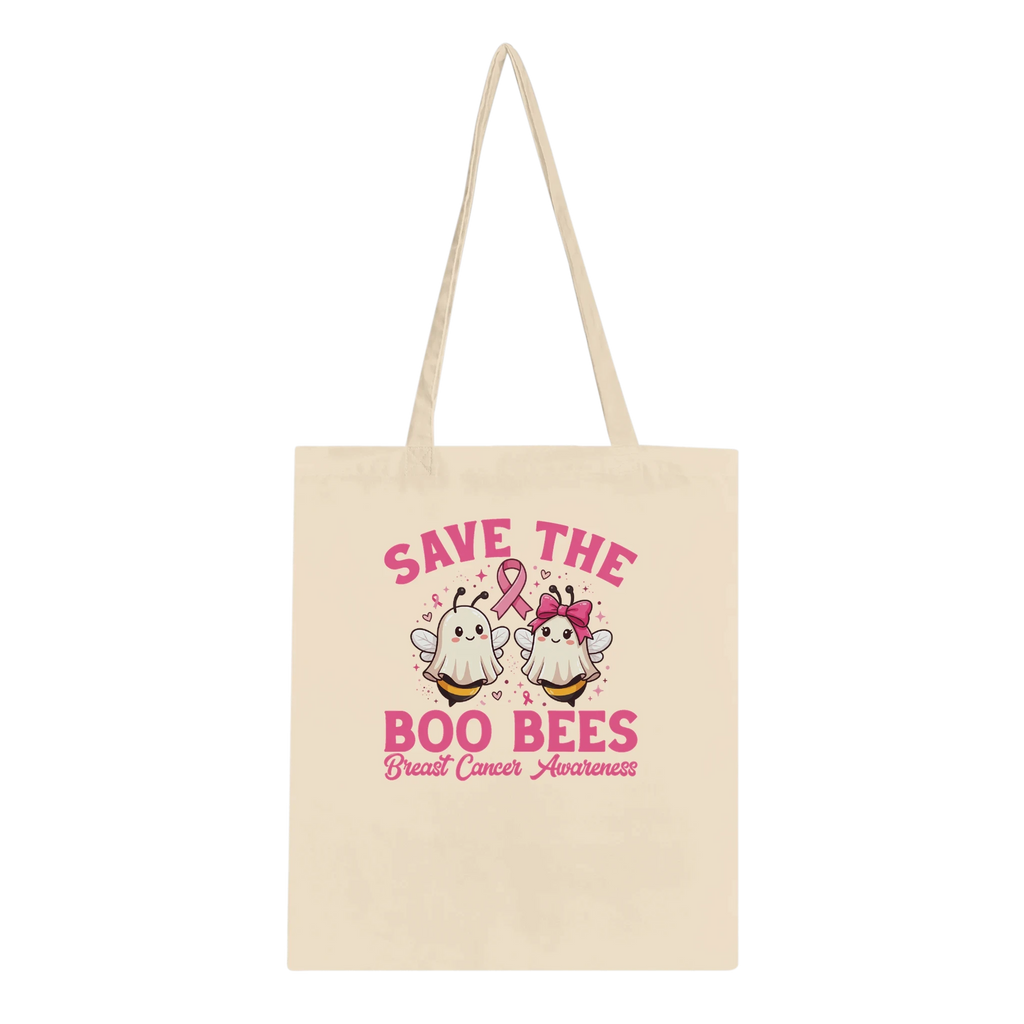Save the Boo Bees Breast Cancer Awareness Halloween Tote Bag