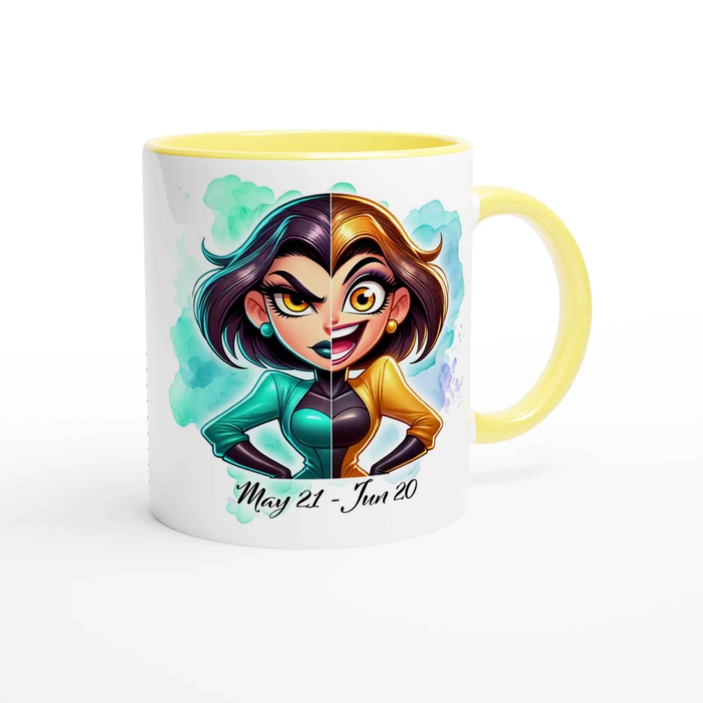 Zodiac Star Sign Ceramic Mug – Custom Coloured Rim and Handle