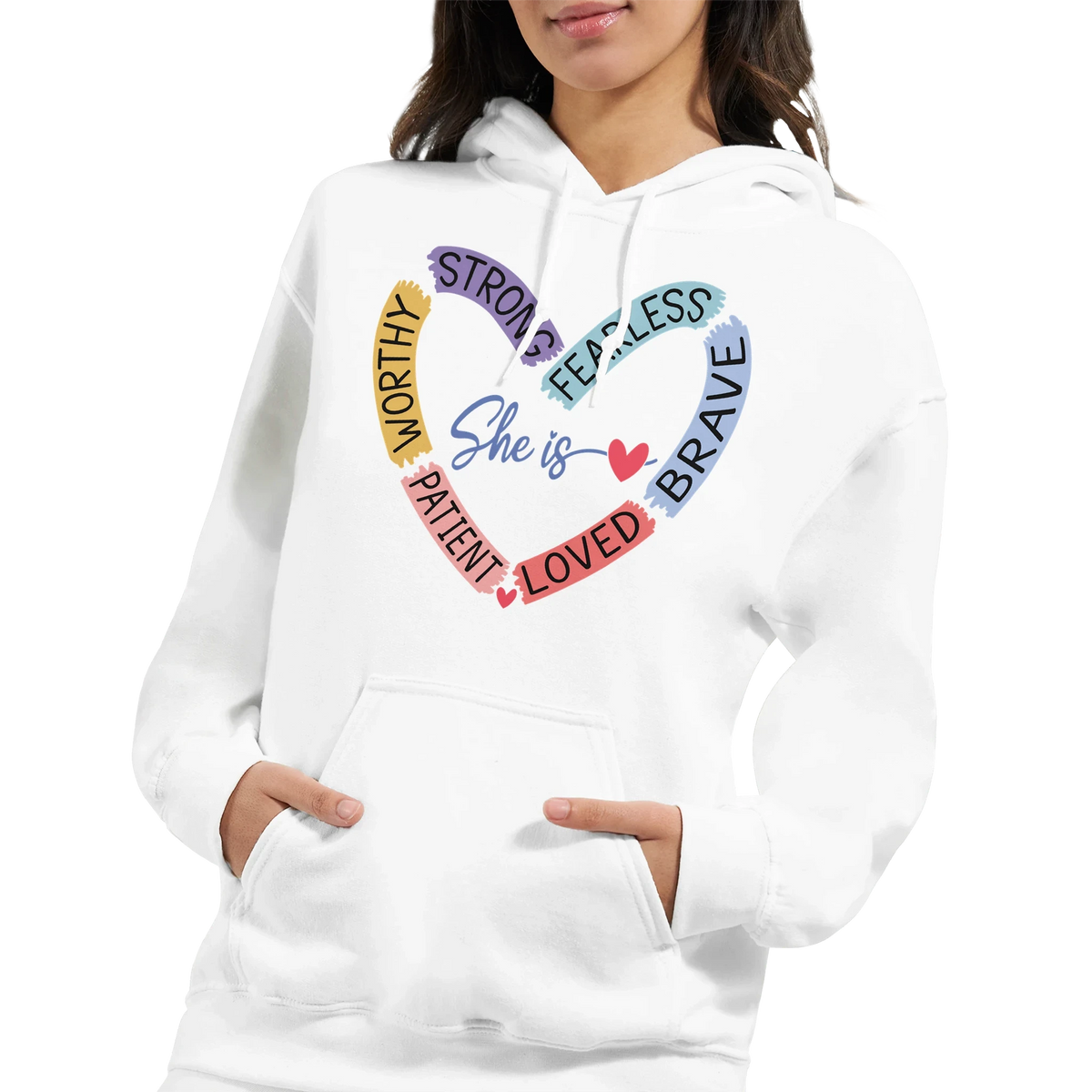 She is Heart Affirmation Hoodie – Premium Heavy Blend Comfort