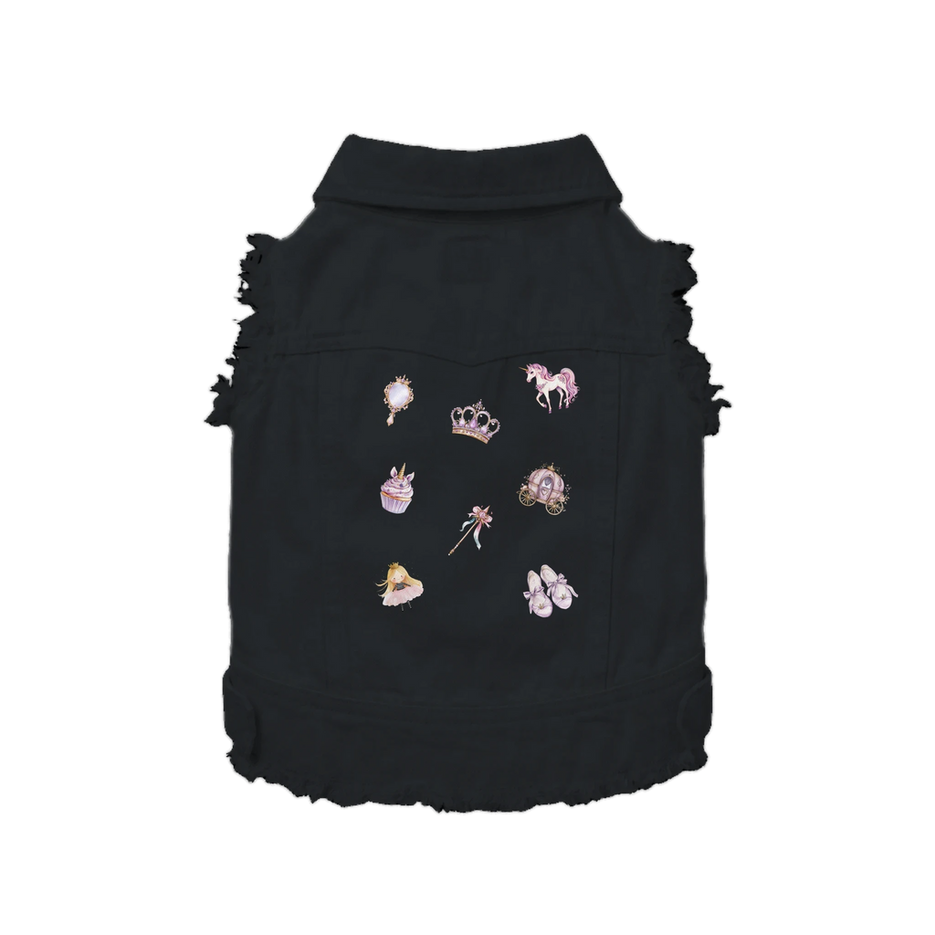 Princess Dog Denim Jacket – Stylish Indigo & Black Pet Outerwear