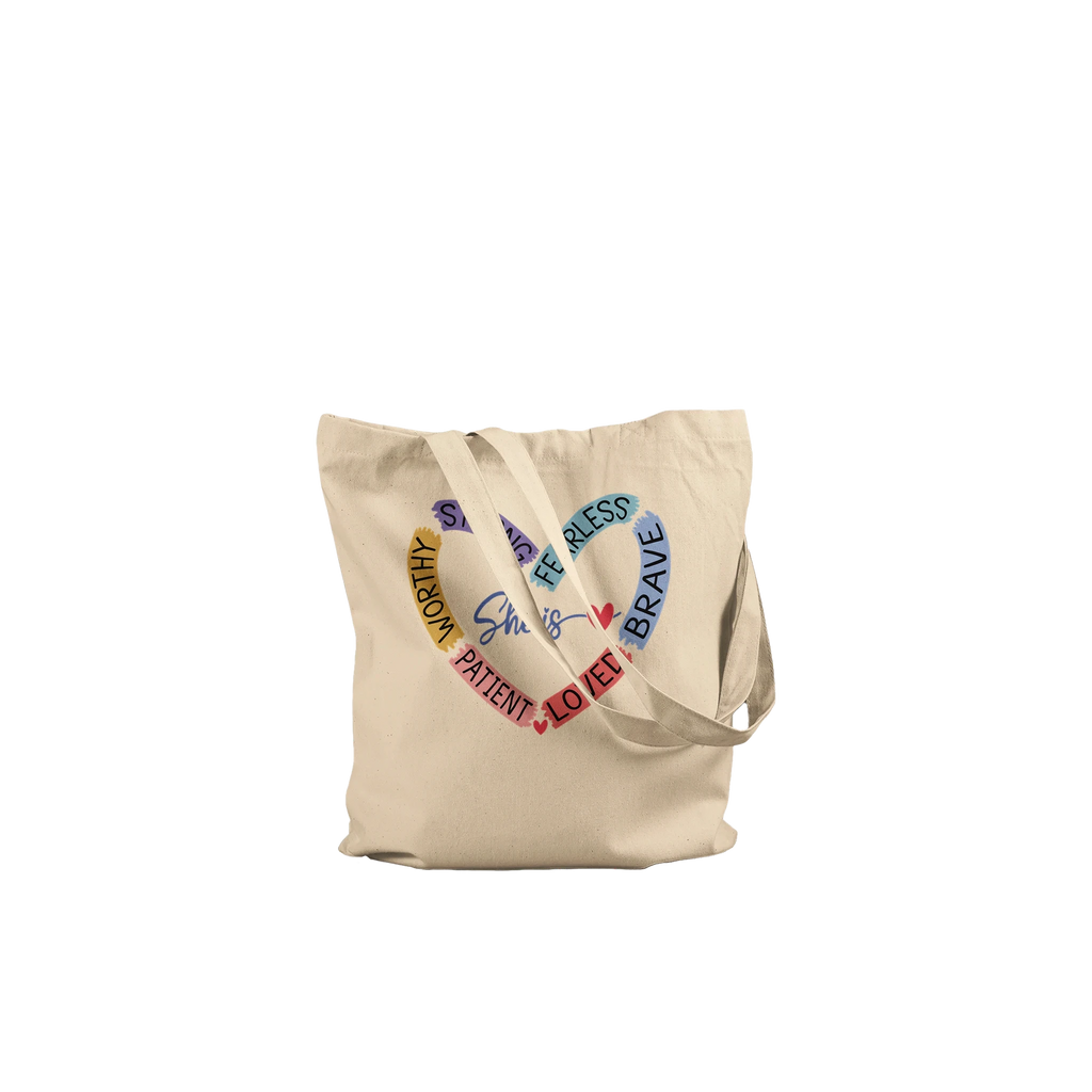 Premium Cotton Tote Bag – 'She is Heart' Affirmation Design