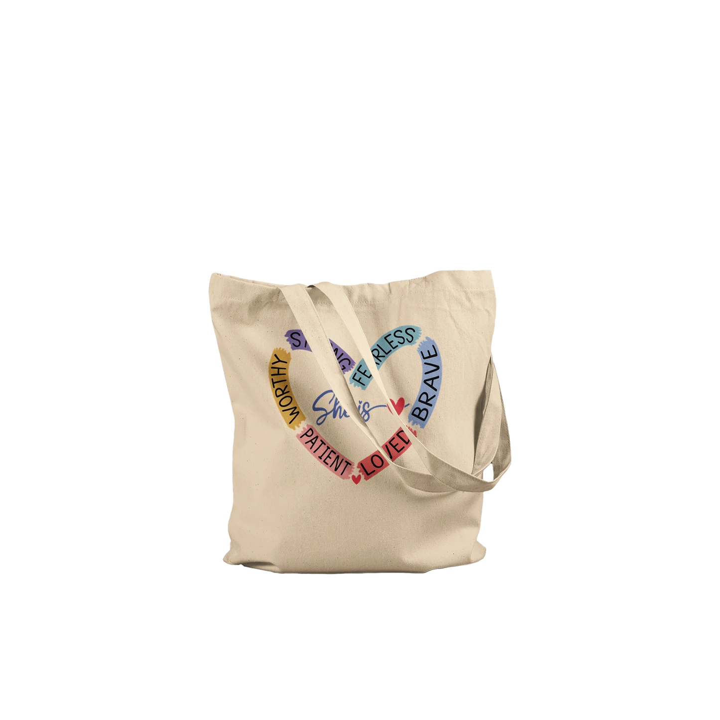 Premium Cotton Tote Bag – 'She is Heart' Affirmation Design