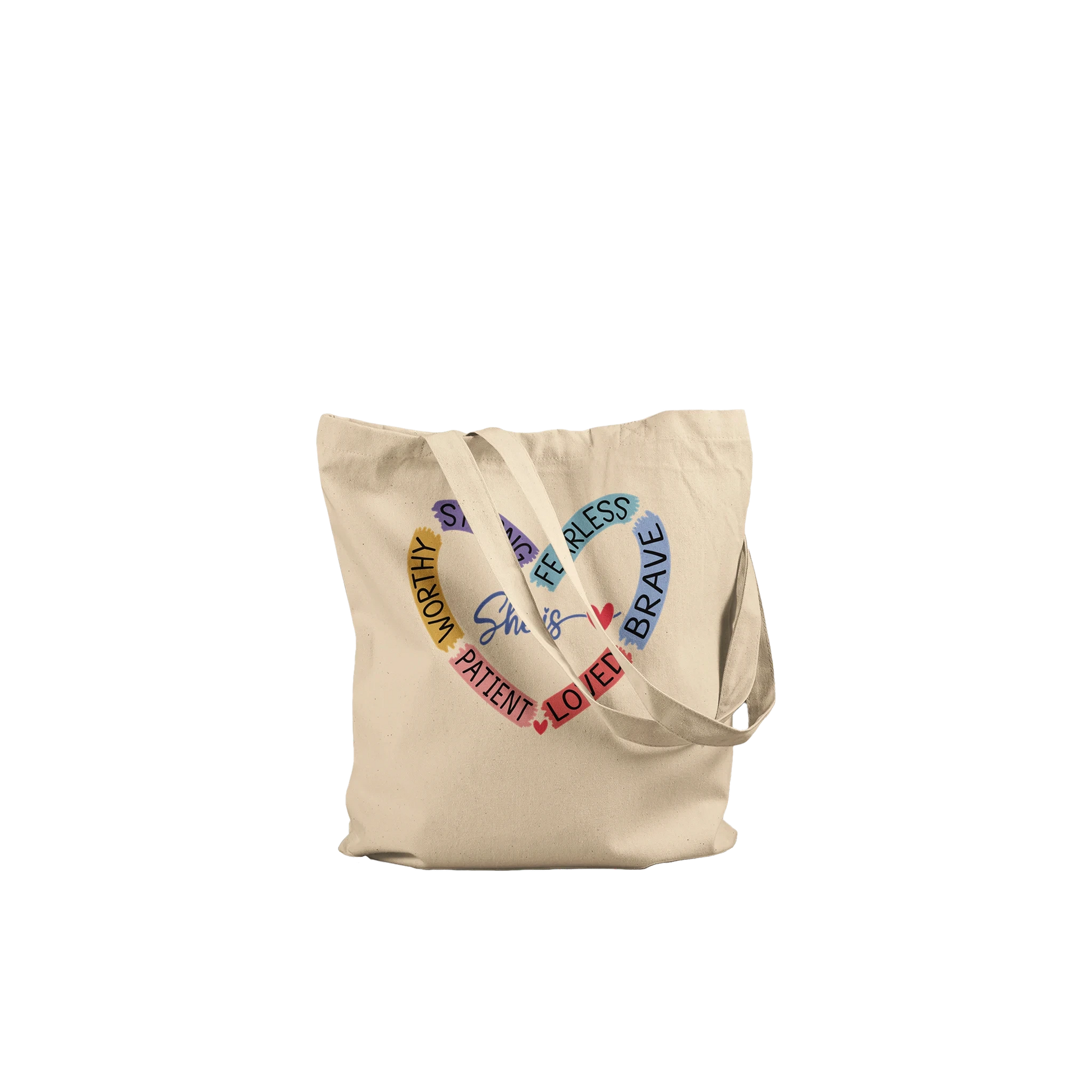 Premium Cotton Tote Bag – 'She is Heart' Affirmation Design
