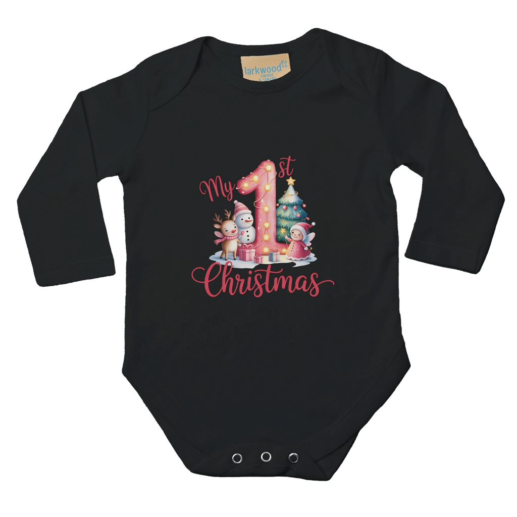 My 1st Christmas Long Sleeve Baby Bodysuit – Premium Cotton Festive Onesie