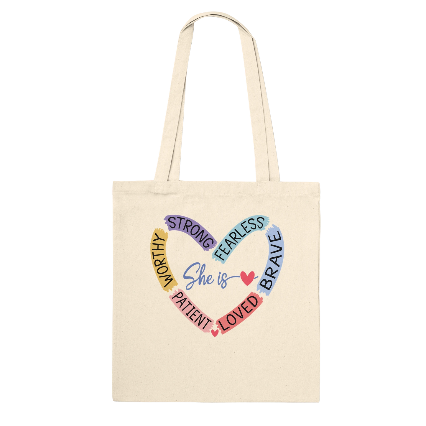 Premium Cotton Tote Bag – 'She is Heart' Affirmation Design