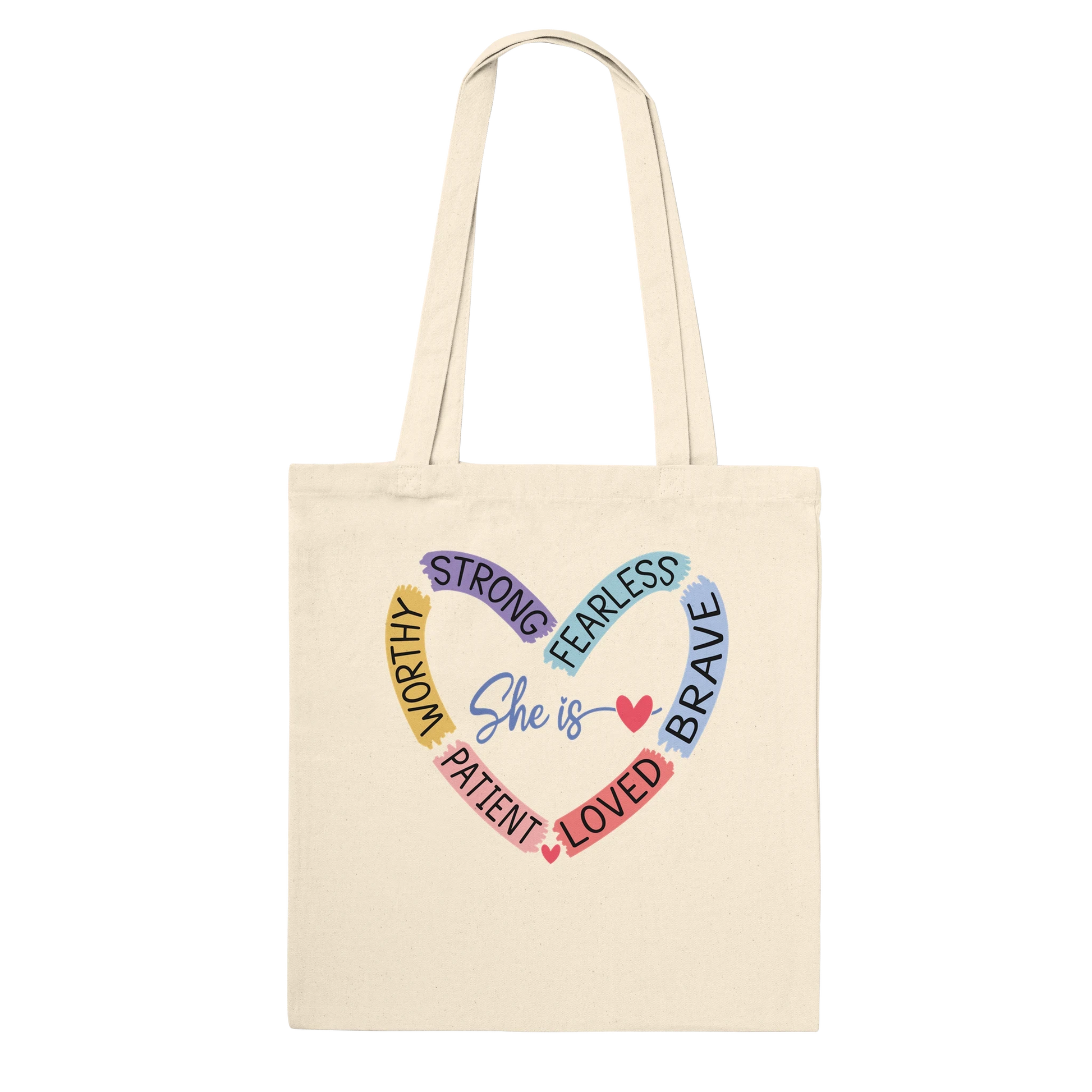 Premium Cotton Tote Bag – 'She is Heart' Affirmation Design