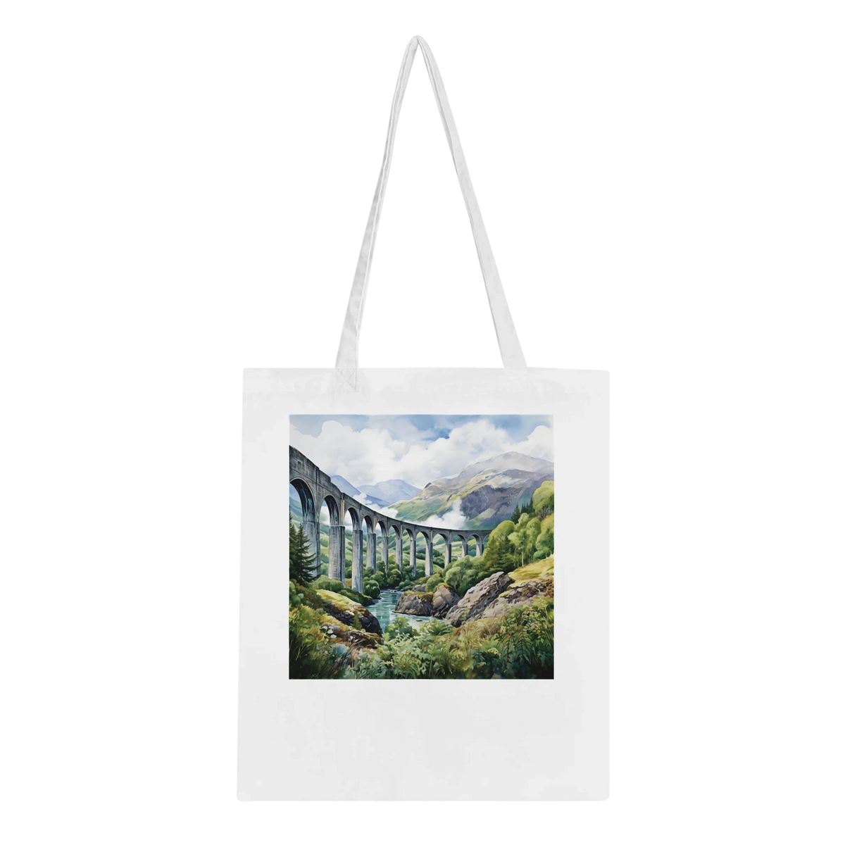Scottish Watercolour Tote Bag – 100% Cotton Eco-Friendly Carryall