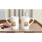 Deer Porcelain Slim Mug – Elegant 10oz White Coffee Cup