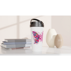 Butterfly Breast Cancer Awareness Travel Mug - 15oz Stainless Steel