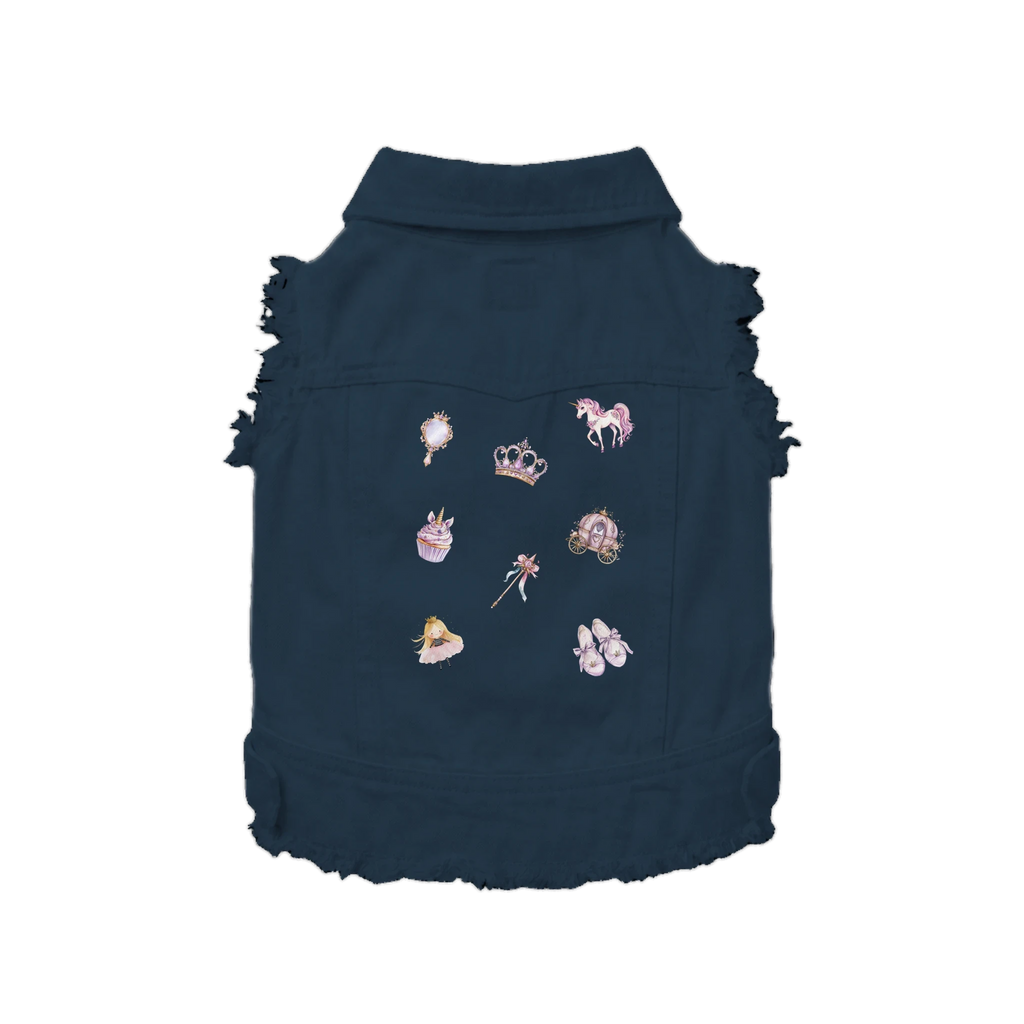 Princess Dog Denim Jacket – Stylish Indigo & Black Pet Outerwear