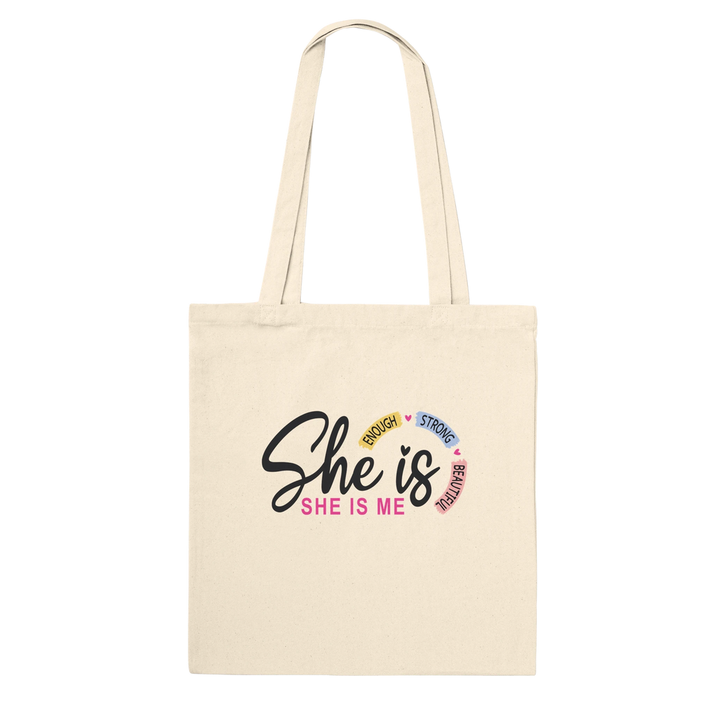 She Is Affirmations Premium Cotton Tote Bag – Empowering Everyday Carry