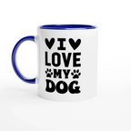 I Love My Dog Ceramic Coffee Mug | 11oz Glossy Two-Tone Mug