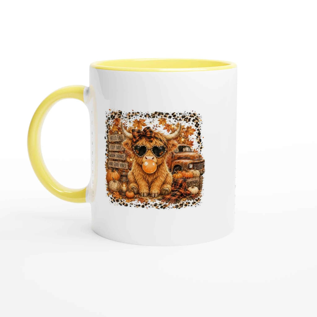 Autumn Highland Cow Ceramic Mug – 18 Unique Designs.