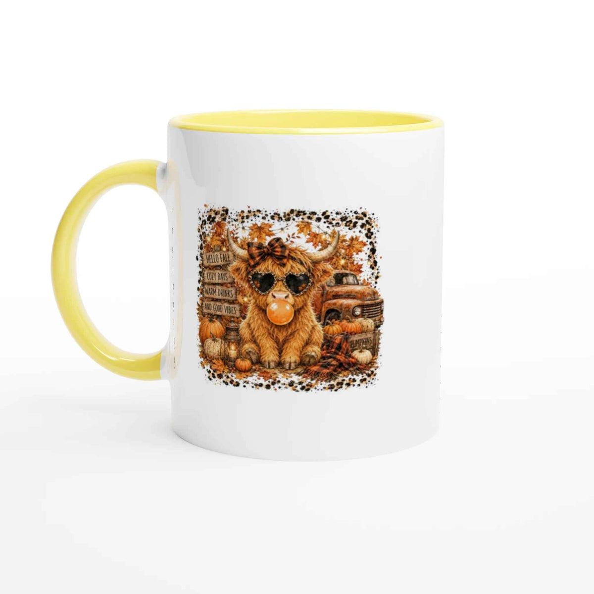 Autumn Highland Cow Ceramic Mug – 18 Unique Designs.