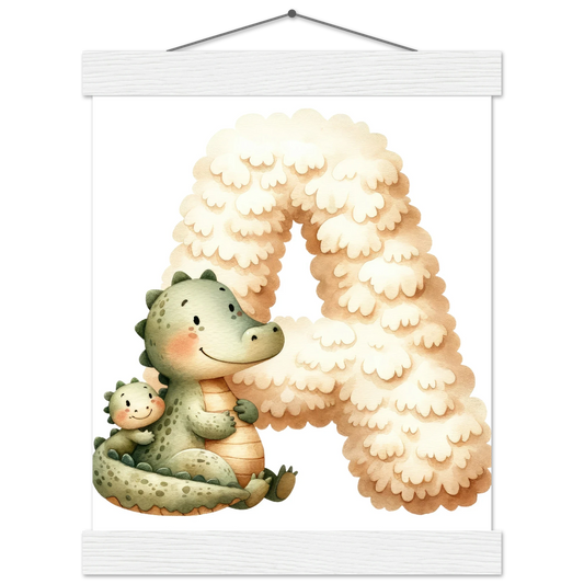 Animal Alphabet Poster with Pine Hanger - Educational Nursery Wall Art