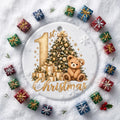 1st Christmas Ceramic Ornament – Tree & Teddy Keepsake