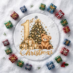 1st Christmas Ceramic Ornament – Tree & Teddy Keepsake