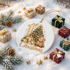 1st Christmas Ceramic Ornament – Tree & Teddy Keepsake