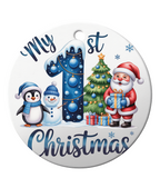 Ceramic Ornament 4 My First Christmas Blue