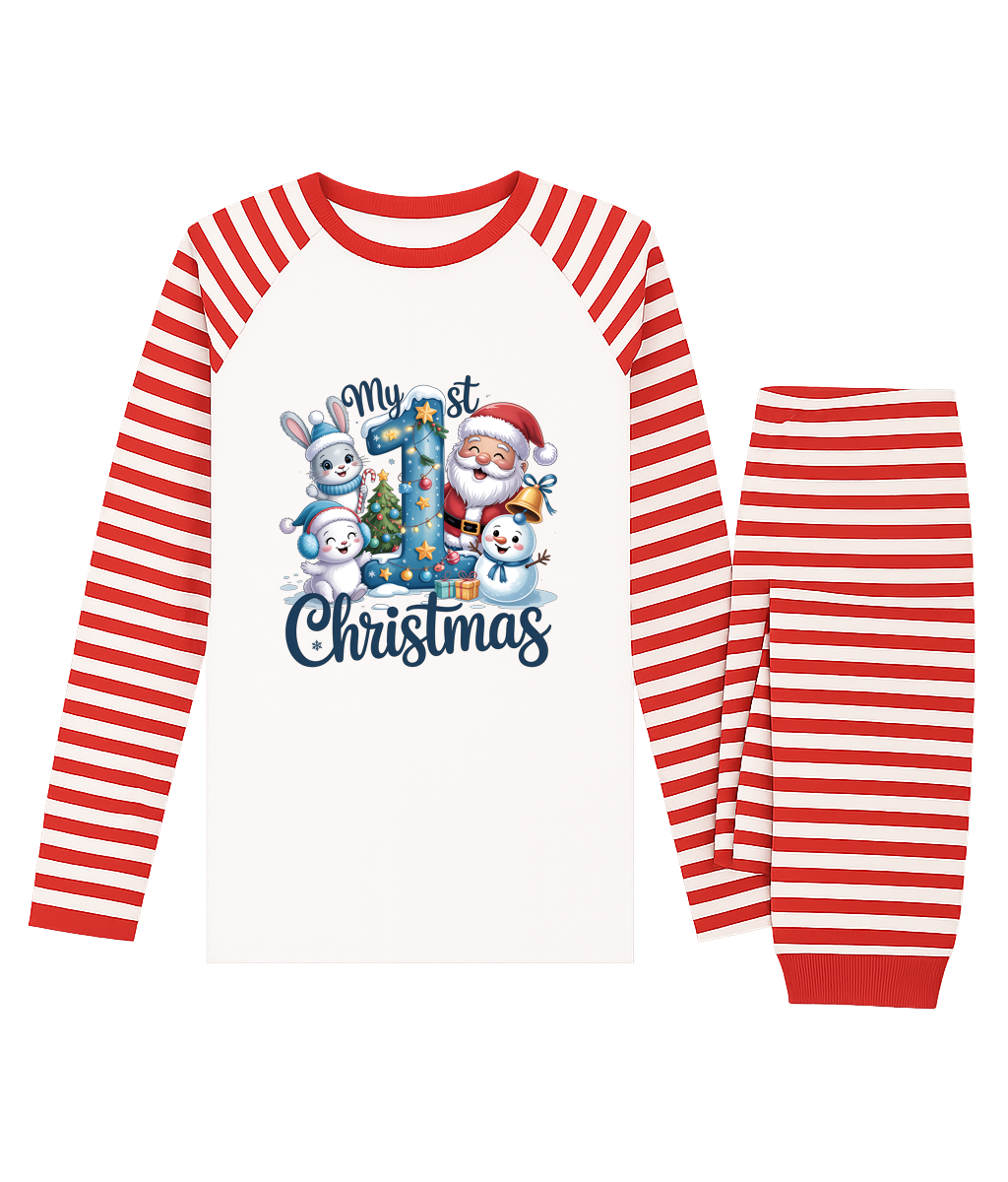 Blue Number One – My 1st Christmas Baby Pyjama Set (Santa & Friends)
