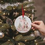 My 1st Christmas Ceramic Ornament – Pink Number One Panda & Tree