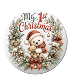 My 1st Christmas Ceramic Ornament – Bear & Wreath Keepsake