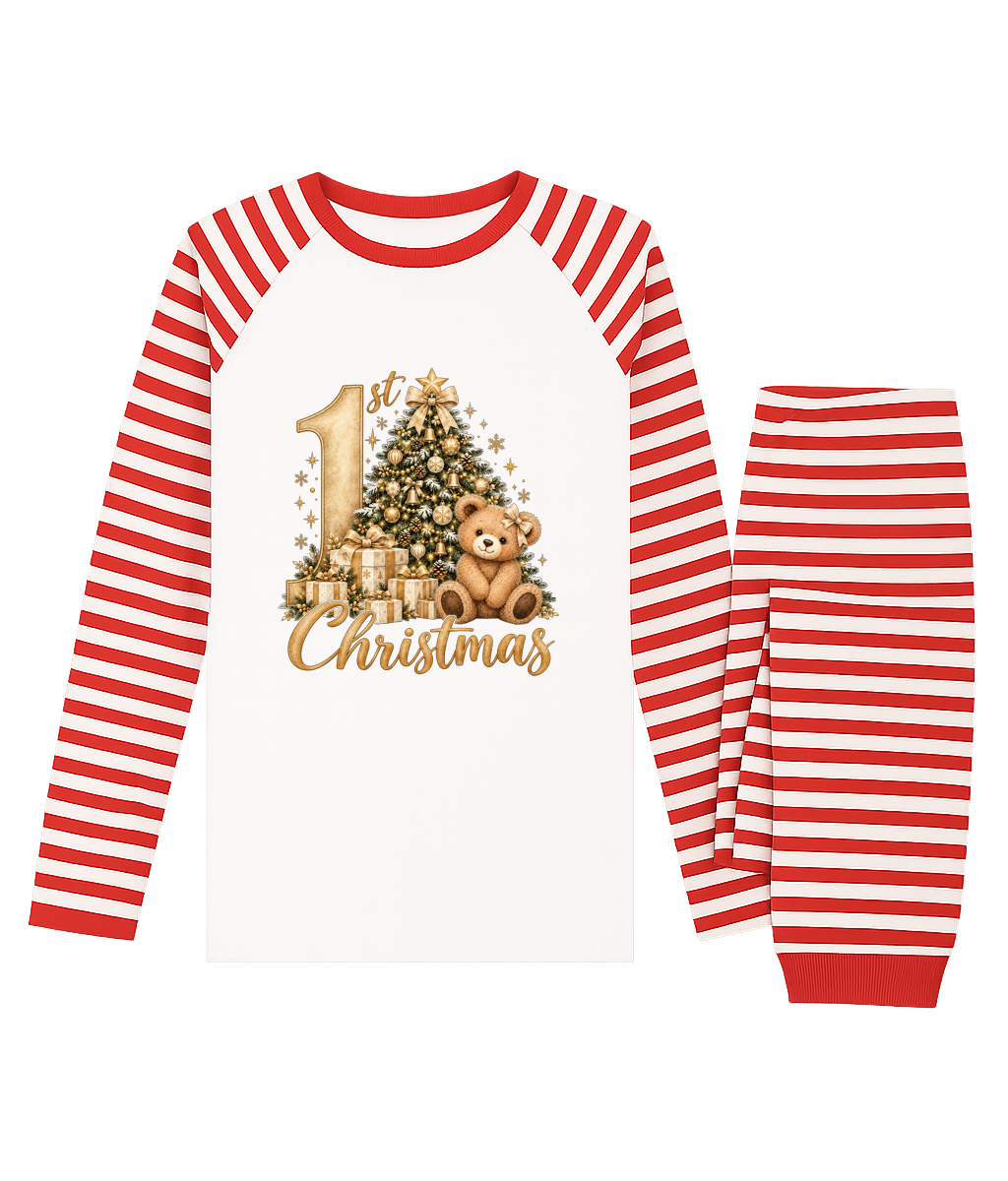Christmas Tree & Teddy – 1st Christmas Baby Pyjama Set