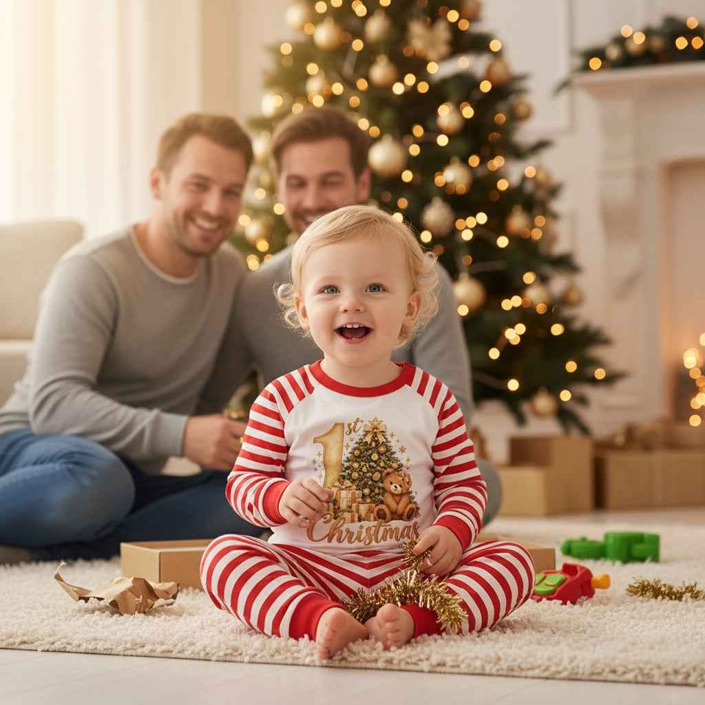 Christmas Tree & Teddy – 1st Christmas Baby Pyjama Set