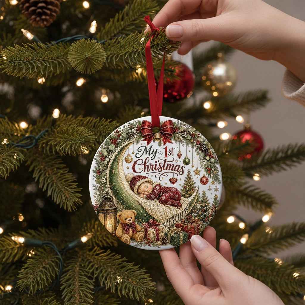 My 1st Christmas Ceramic Ornament – Sleeping Moon Baby Keepsake