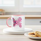 Breast Cancer Awareness Butterfly Ceramic Mug - 11oz Charity Design