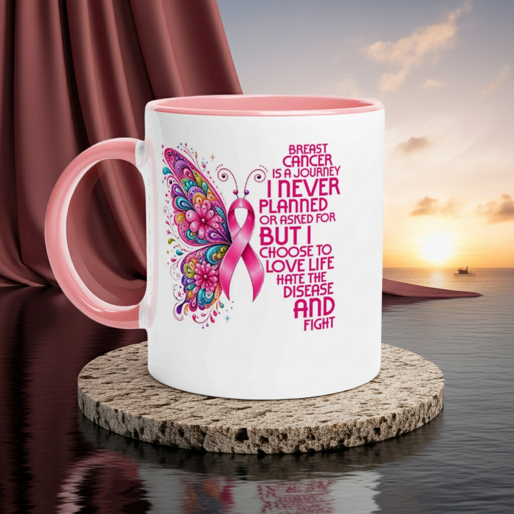 Breast Cancer Awareness Butterfly Ceramic Mug - 11oz Charity Design