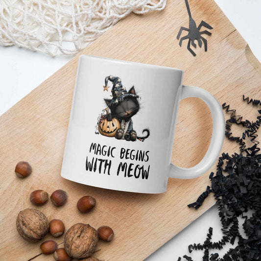 Wizard Cat Halloween Mug – 11oz / 15oz / 20oz – Dishwasher & Microwave Safe